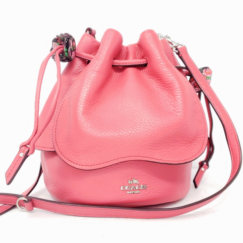 Coach Strawberry Petal Pebble Drawstring Crossbody